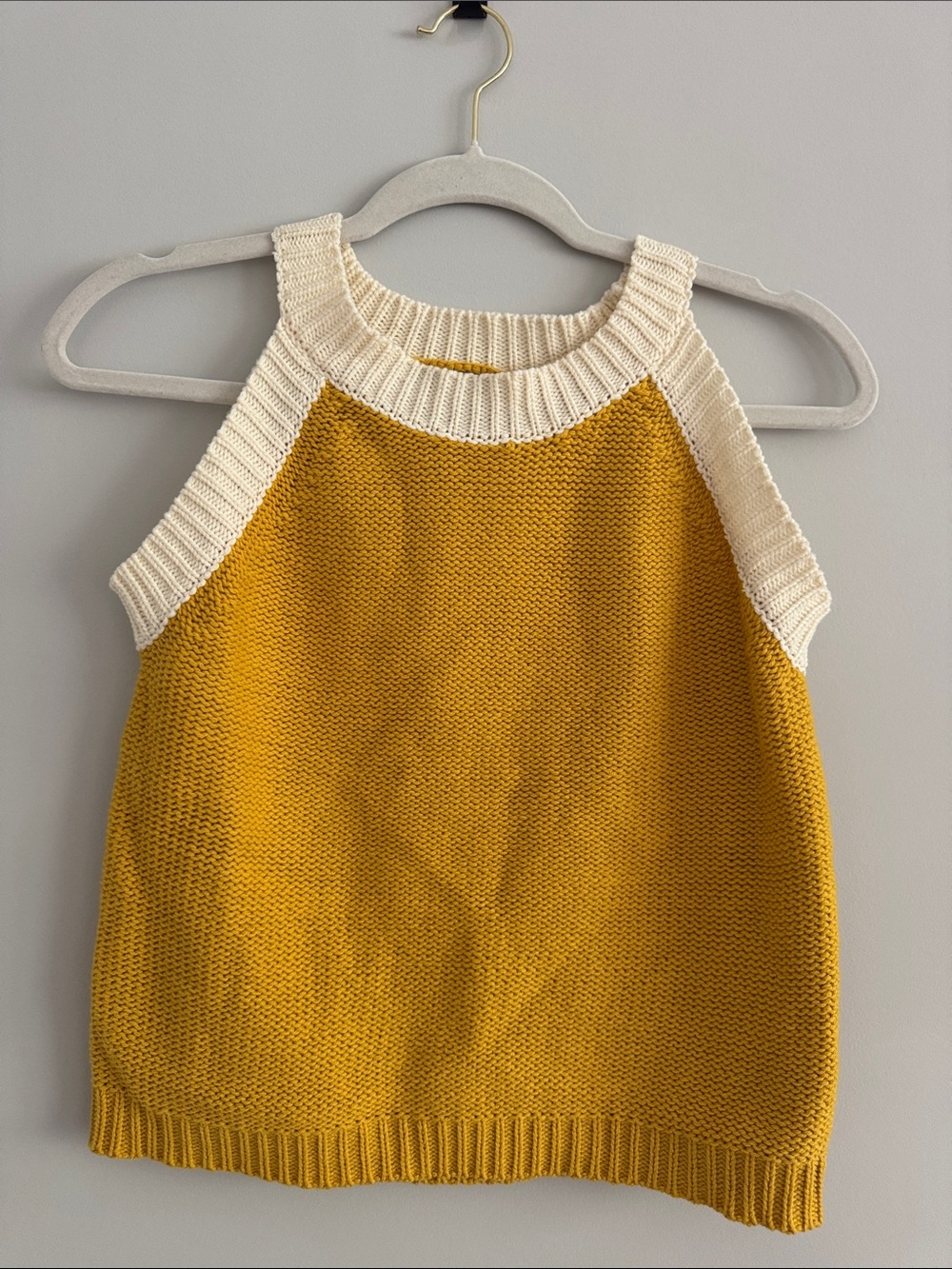 Sleeveless Knit Tank Top in Mustard & Cream